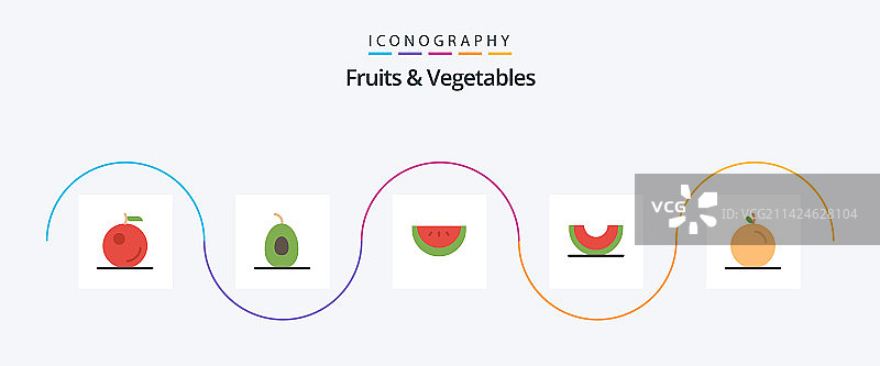 水果蔬菜扁平风5图标包图片素材