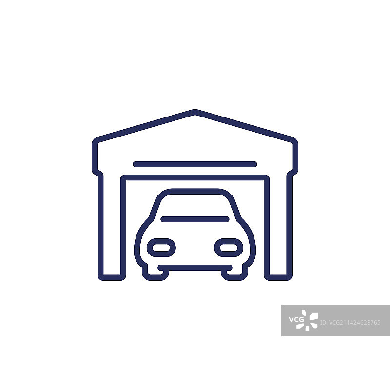 车库和汽车线条图标图片素材