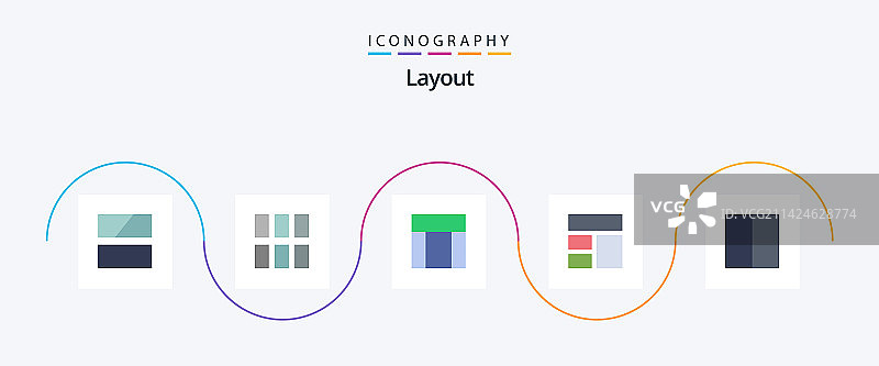 包含工作区的扁平风格5图标包图片素材