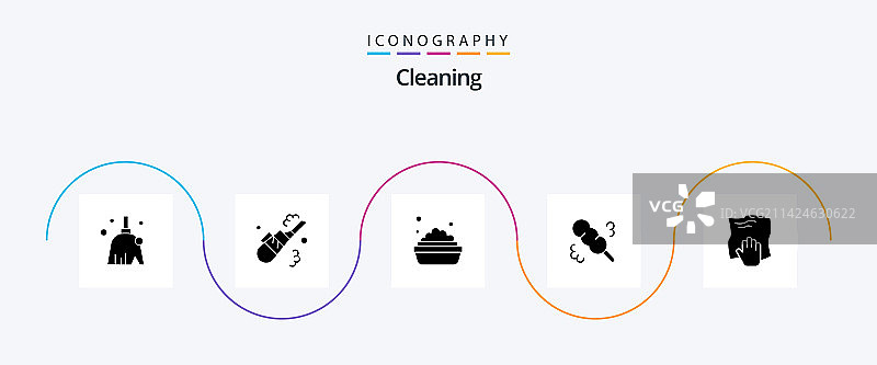 清洁字形5图标包，包括手部摩擦图片素材