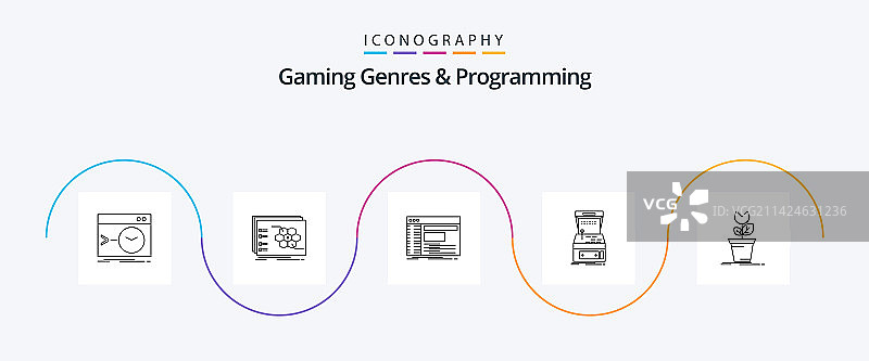 游戏类型与编程线条图标包图片素材