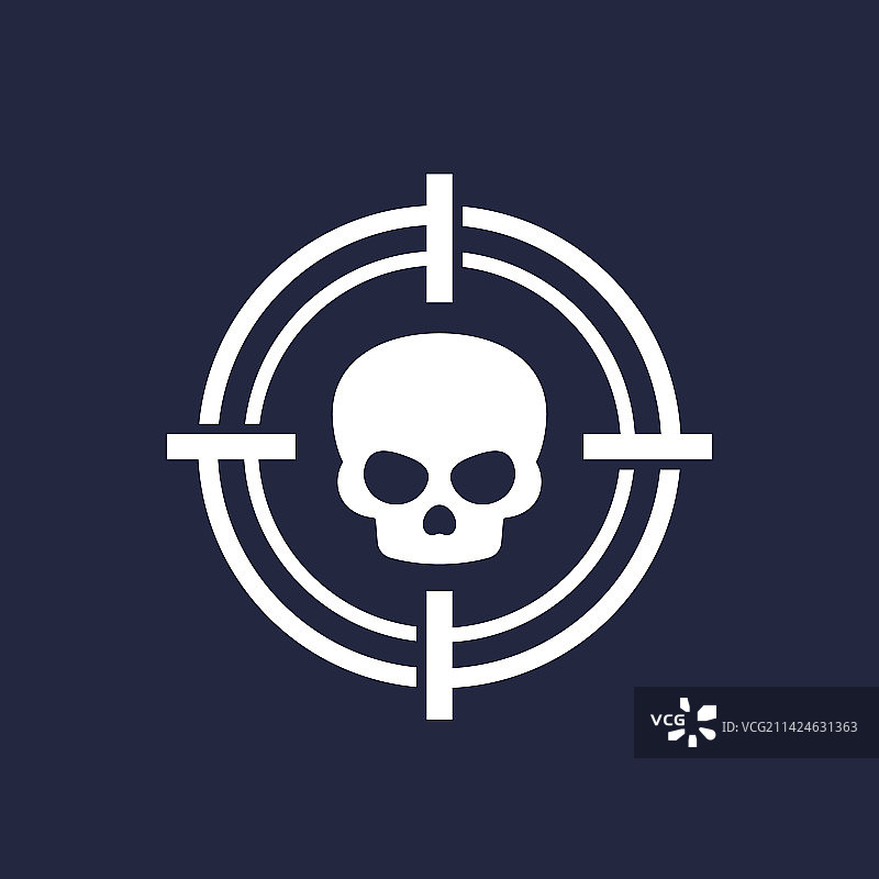 深色背景上的骷髅和靶心图标图片素材
