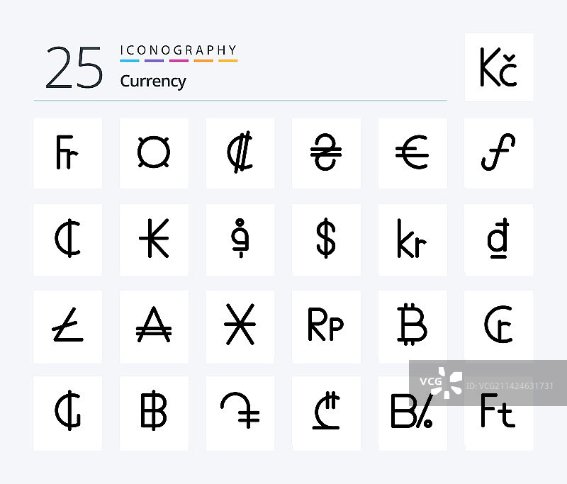 包含现金的25个货币线性图标包图片素材