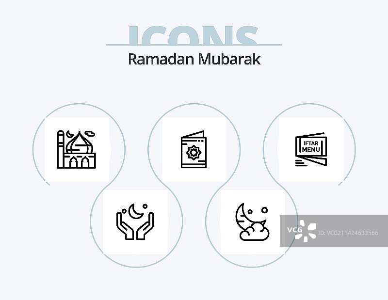 斋月线条图标包5：斋月设计图片素材