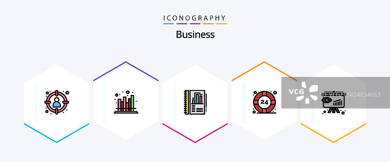 包含帮助的25个商业填充线条图标包图片素材