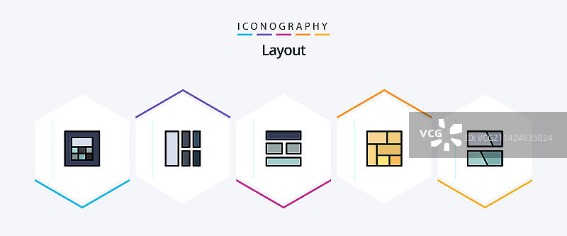 包含图像的25个线性图标布局图片素材