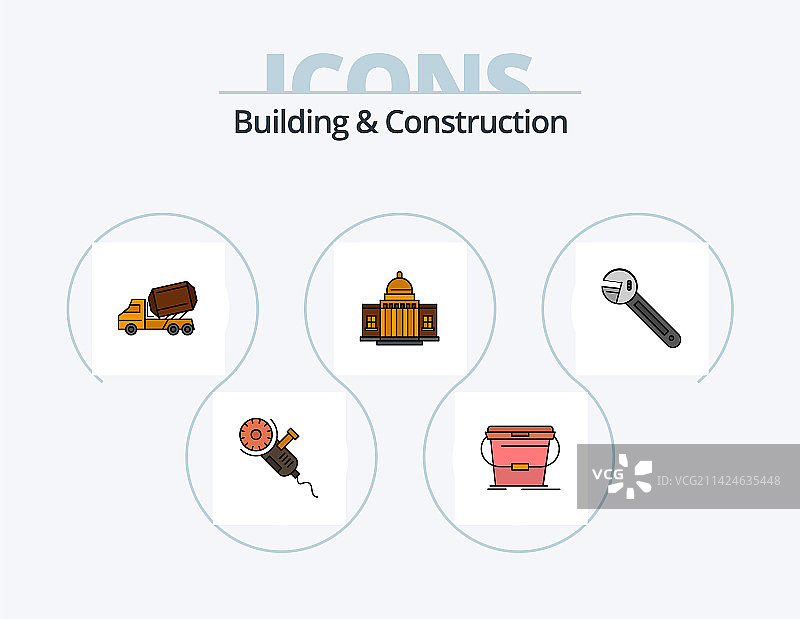 建筑施工线性填充图标包5图片素材