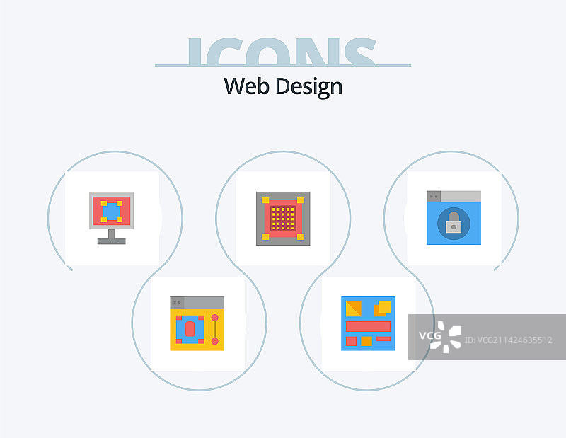 网页设计扁平图标包5个网页图标设计图片素材