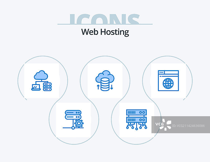 蓝色网页托管图标包5个图标设计服务器图片素材