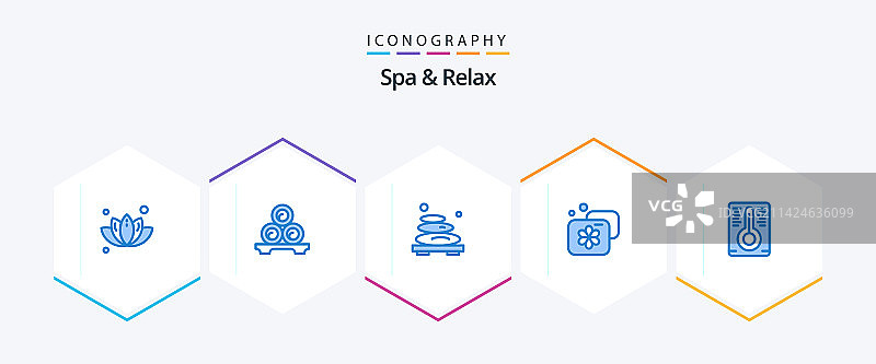 蓝色SPA放松图标包图片素材