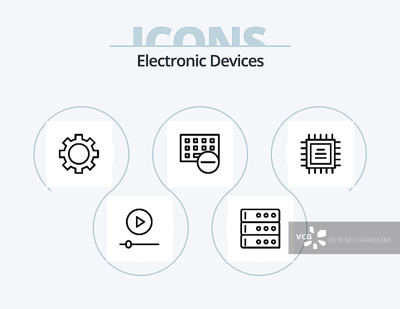 包含连接的设备线性图标包5图标设计图片素材