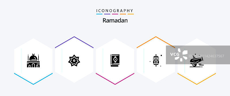 包含《古兰经》的斋月字形图标包图片素材