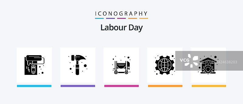 劳动节标志5图标包，包括维修图片素材