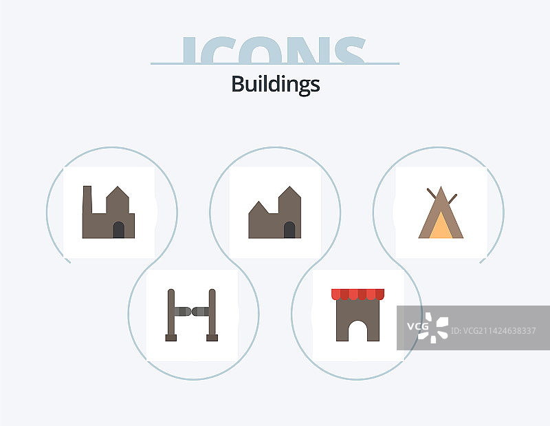 建筑物扁平图标包5图标设计图片素材