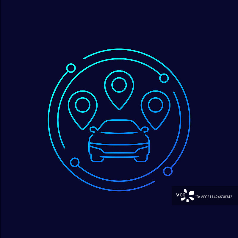 带有汽车的拼车线路图标图片素材