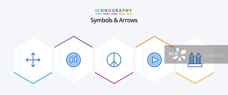 包含符号和箭头的25个蓝色图标包图片素材