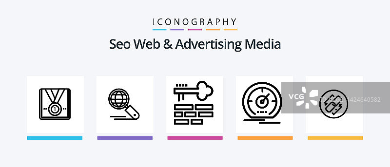 SEO网站和广告媒体线性图标合集图片素材