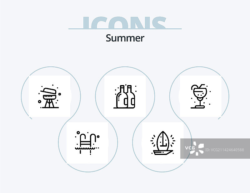 夏日线性图标包设计图片素材