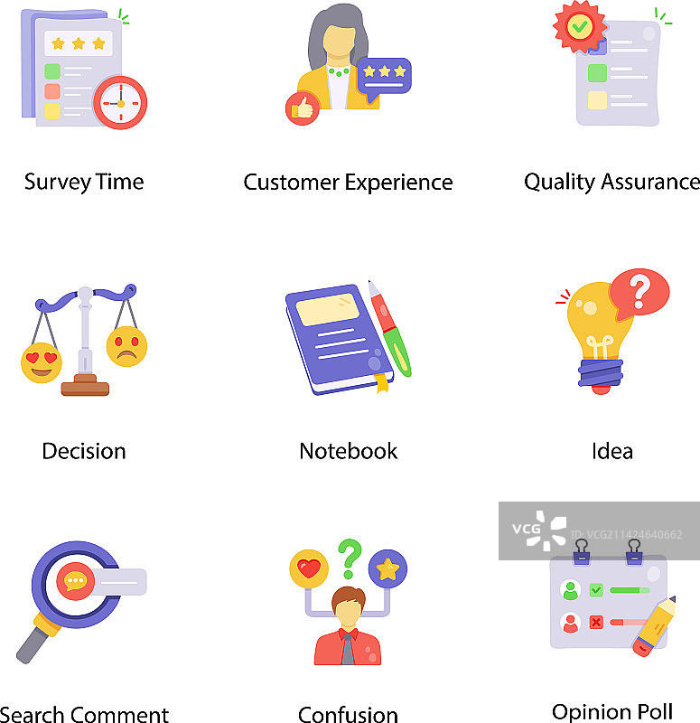 客户评论扁平图标合集图片素材