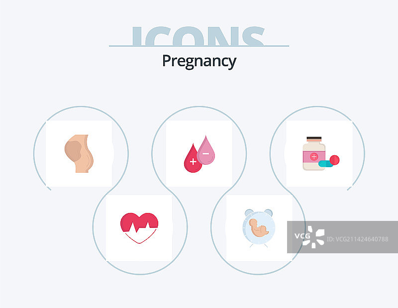 孕期扁平图标包（5个图标设计）图片素材