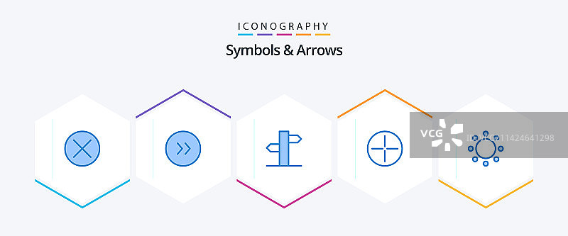 包含符号和箭头的25个蓝色图标包图片素材