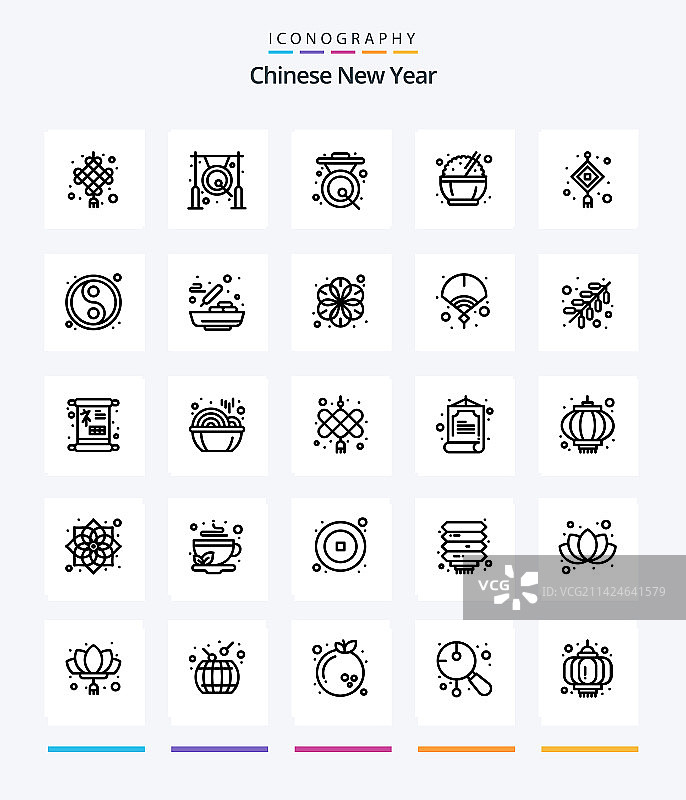 创意中国新年25轮廓图标包图片素材