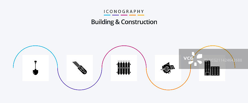 建筑和施工字形图标包图片素材