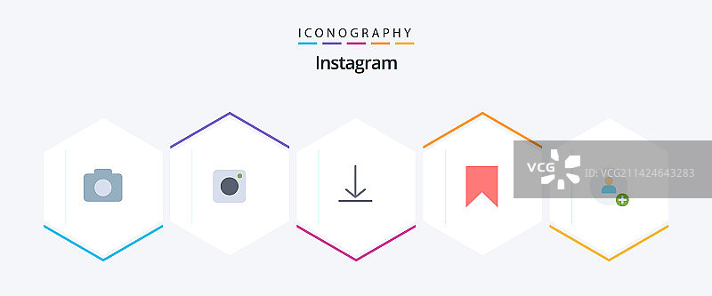 Instagram扁平风格图标包（含Twitter添加）图片素材