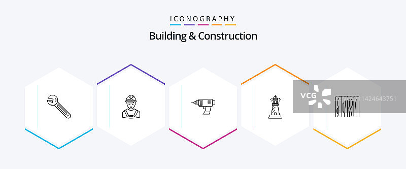 建筑施工25个线性图标包图片素材