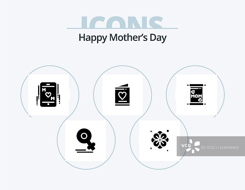 母亲节快乐字形图标包5个图标设计图片素材