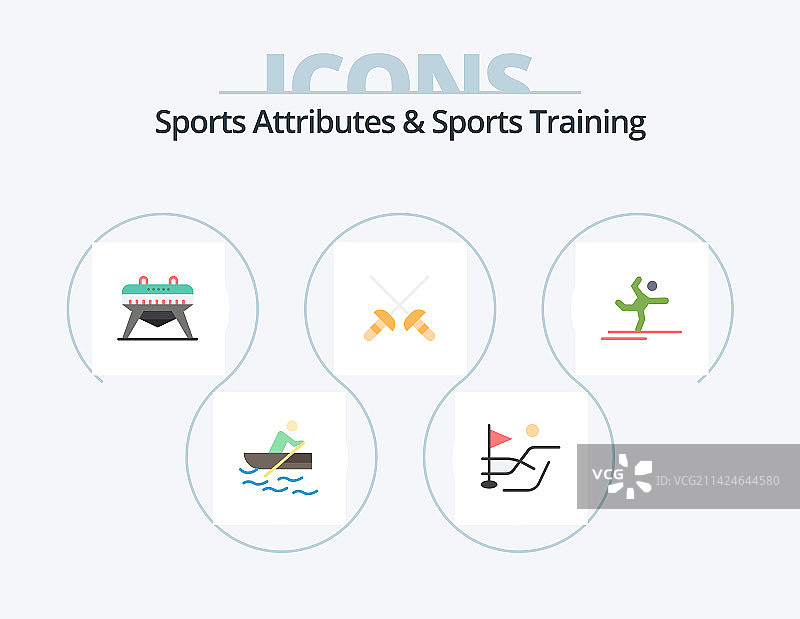 运动属性和运动训练扁平风格图标图片素材