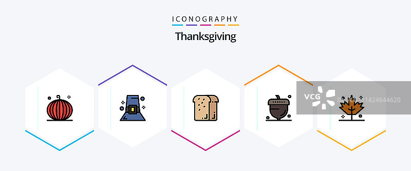 感恩节25填充线性图标包图片素材