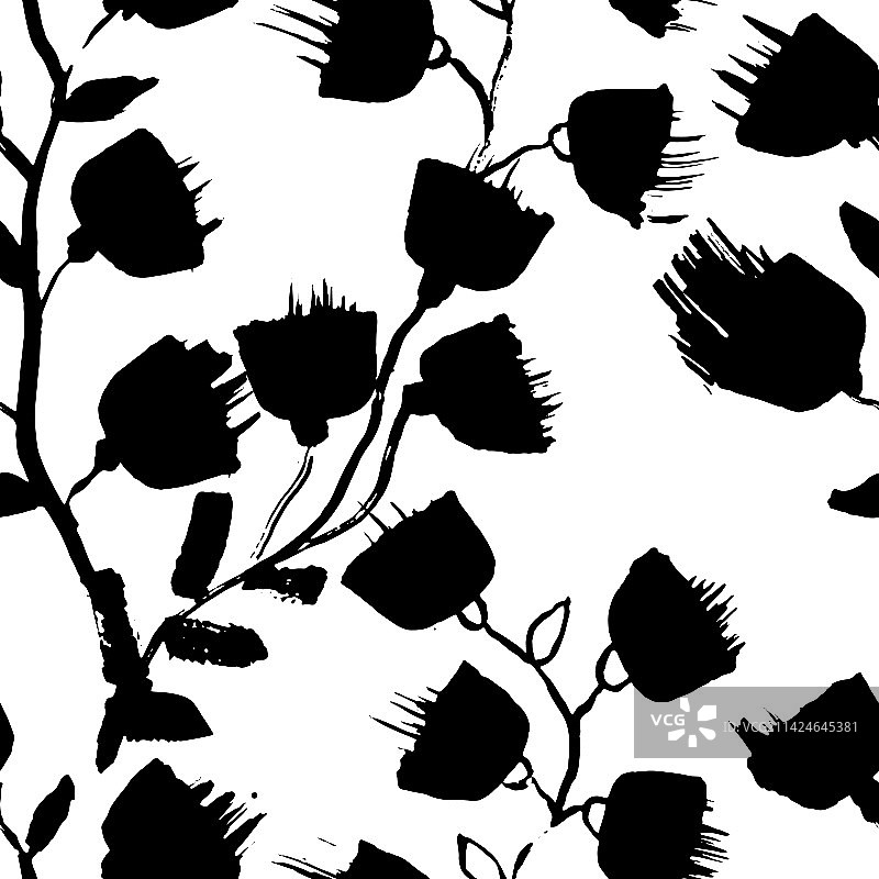 抽象干刷艺术牛蒡无缝图案图片素材