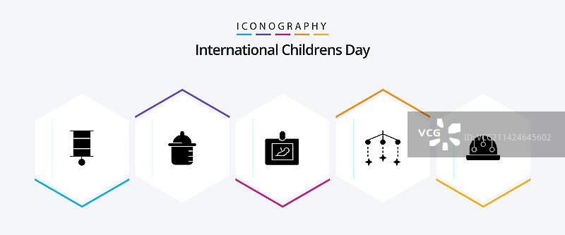包含围栏的25个字形婴儿图标包图片素材