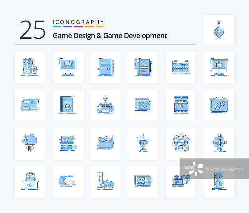 游戏设计和游戏开发蓝色图标图片素材