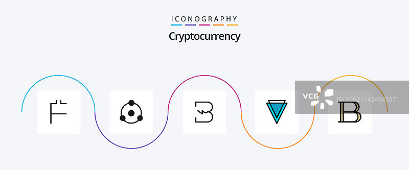 加密货币线性填充扁平图标包图片素材