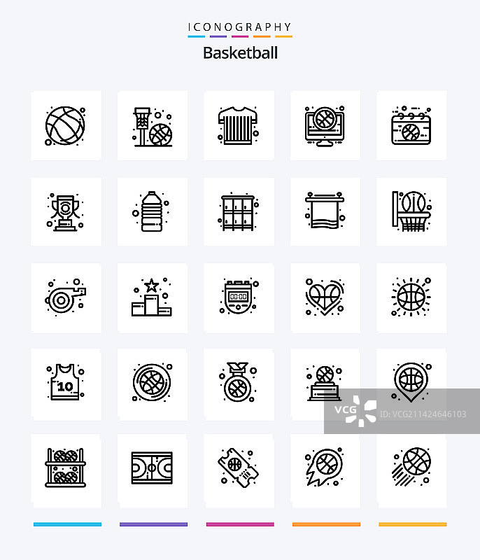 创意篮球轮廓图标包（25个）图片素材