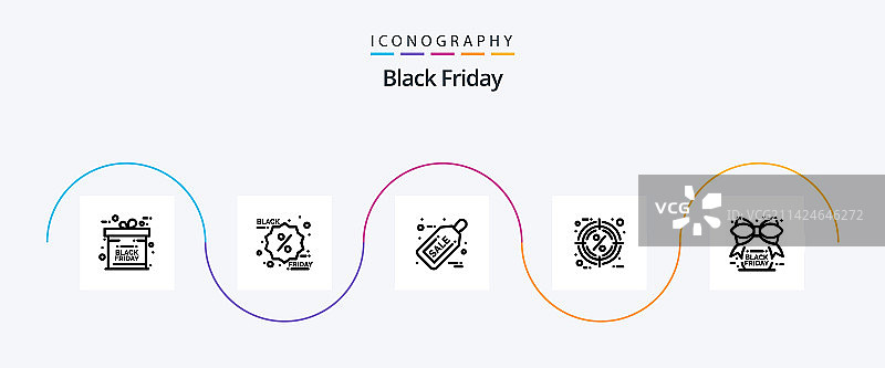 黑色星期五线性图标包（含星期五）图片素材