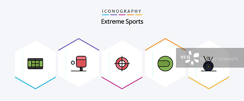 体育比赛填充轮廓图标包，包括比赛图片素材