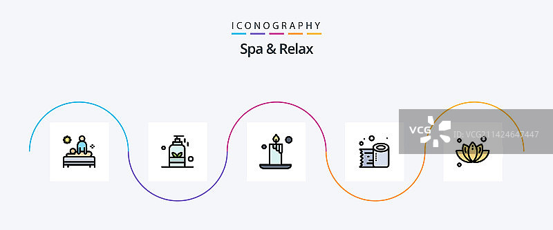 水疗放松线性填充5图标包图片素材