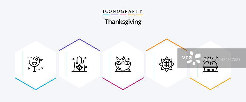 感恩节25个线条图标合集图片素材