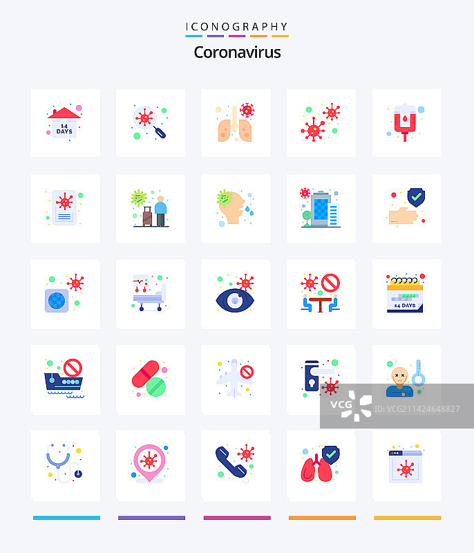 创意冠状病毒25个扁平图标包图片素材