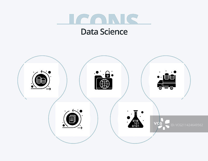 数据科学字形图标包5个图标设计数据图片素材
