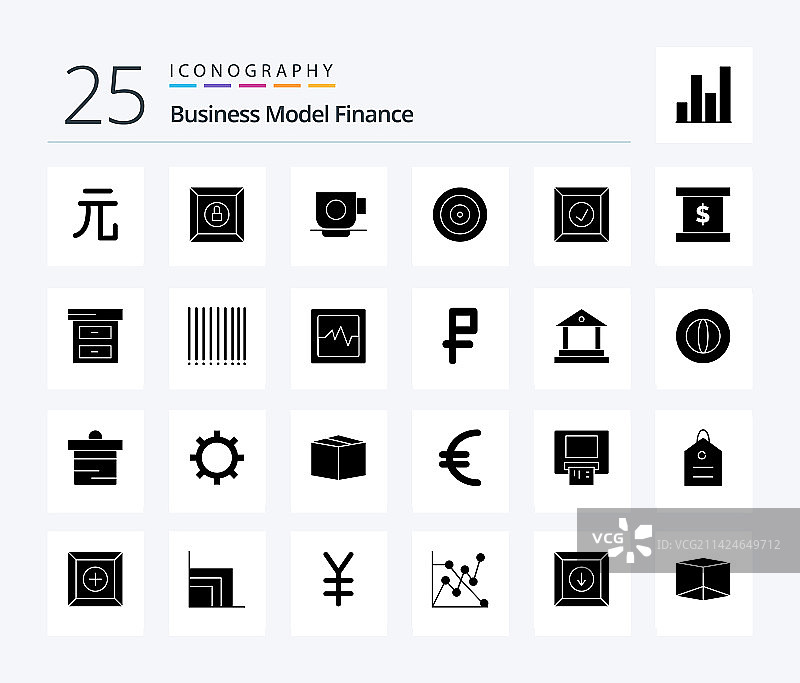 金融25个纯色字形图标包图片素材
