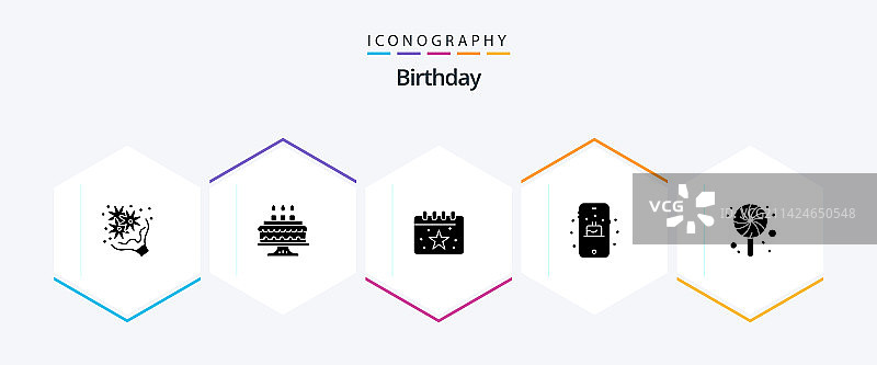 生日糖果字形图标包（25个）图片素材