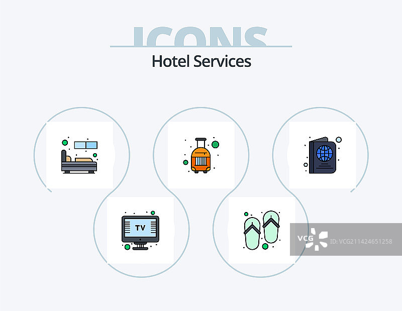 酒店服务线性填充5图标包图片素材