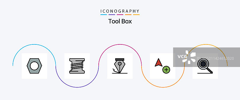 包含笔的工具线性填充扁平5图标包图片素材