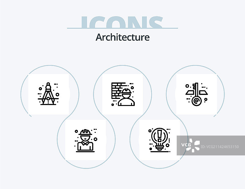 建筑线条图标包5个图标设计图片素材