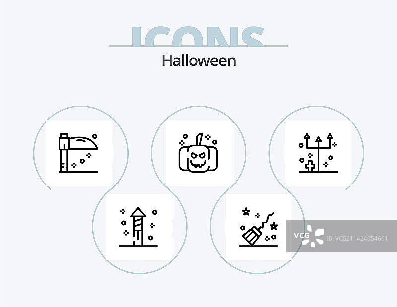 万圣节线性图标包5日历设计图片素材