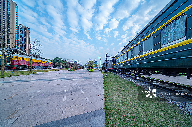 广州铁路博物馆列车广场老式火车客车图片素材
